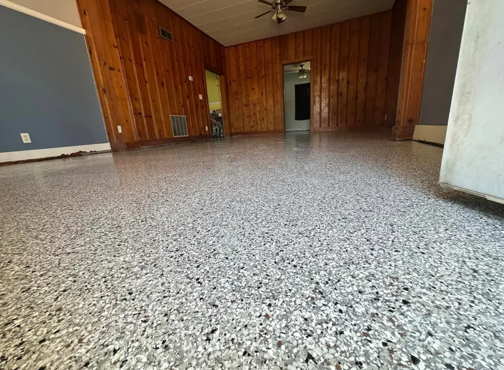 residential flooring covered with epoxy coating edwardsville illinois