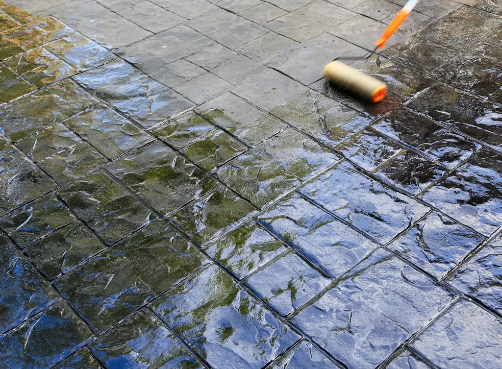 stamped concrete patio with epoxy coating edwardsville illinois area